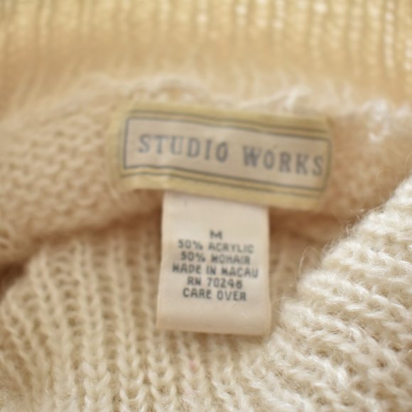 Studio Works Cream Mohair Sweater Size M - Picture 3 of 3